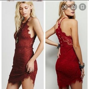 NWT FP She Got It Red Lace Night Out Mini Dress XS